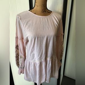 Caslon Prairie Peasant blouse. Gorgeous machine embroidery on billowy sleeves.